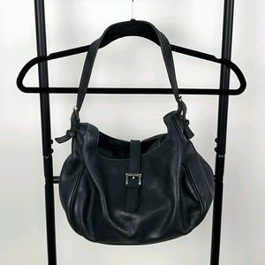 Bettina black leather snap purse bag shoulder